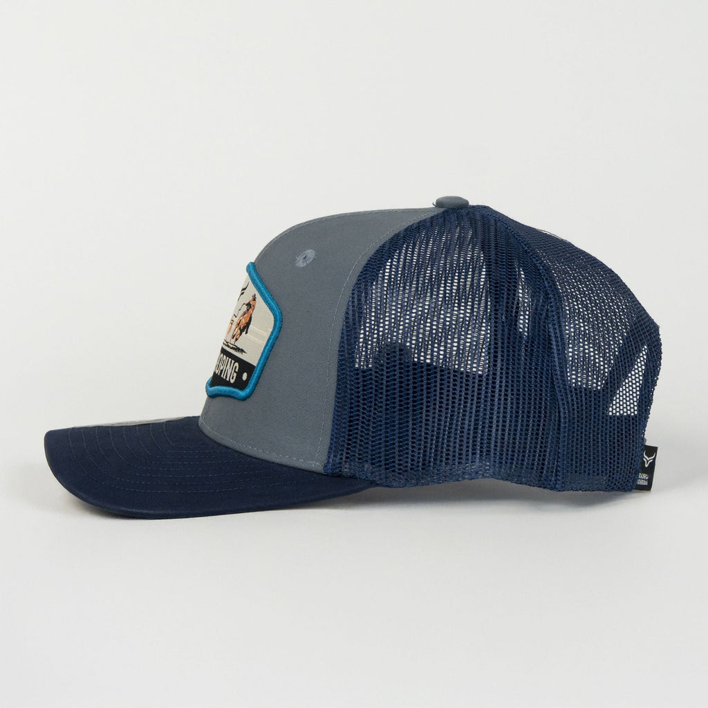 Gorra Ranch & Corral RODEO TEAM ROPING Azul de Tela | Snapback Visera Semiplana