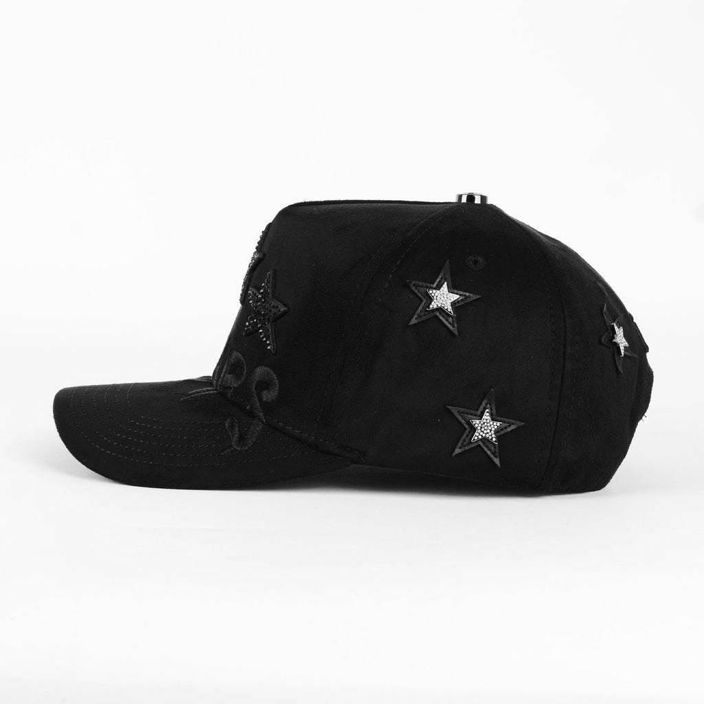 Gorra DAKAPS DK STARS CRISTALS BLACK SUEDE | Snapback Visera Curva