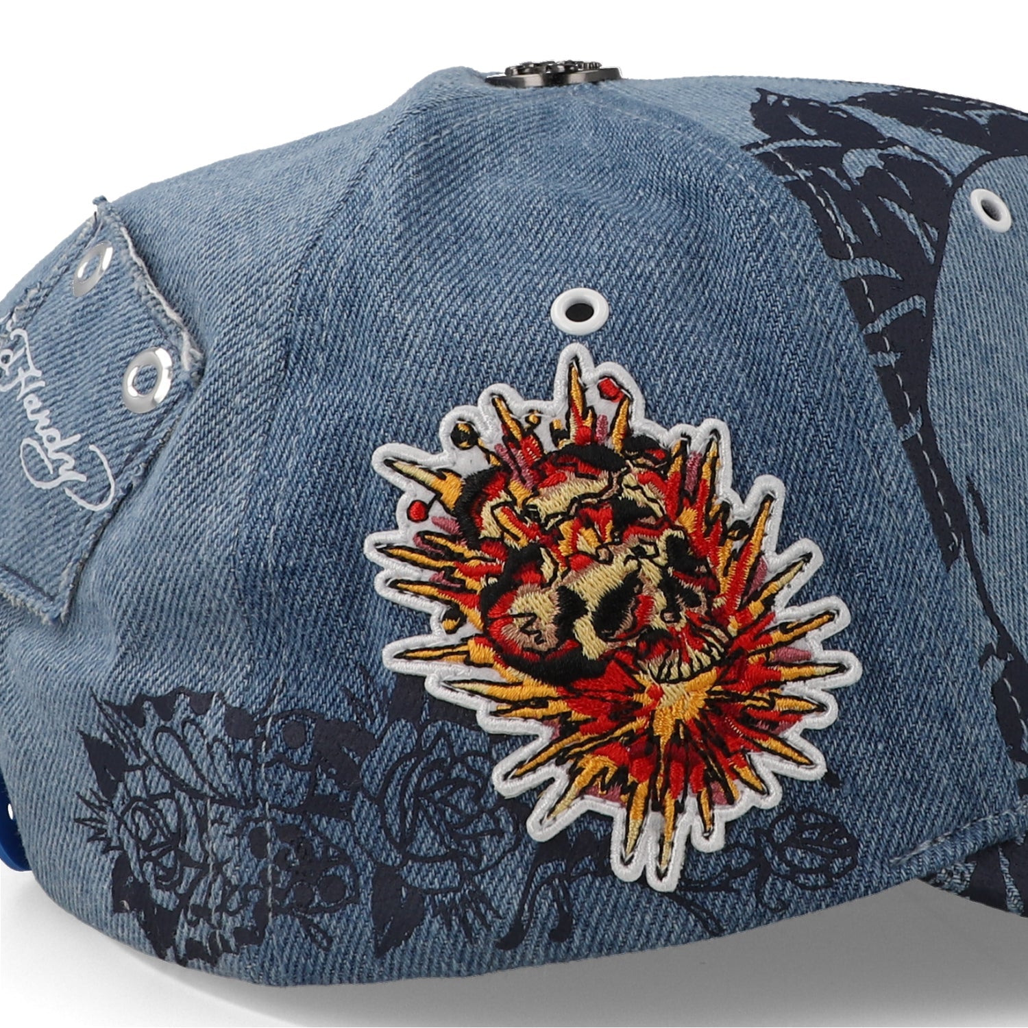 Gorra Ed Hardy Skull Fire and Pocket Azul Unitalla