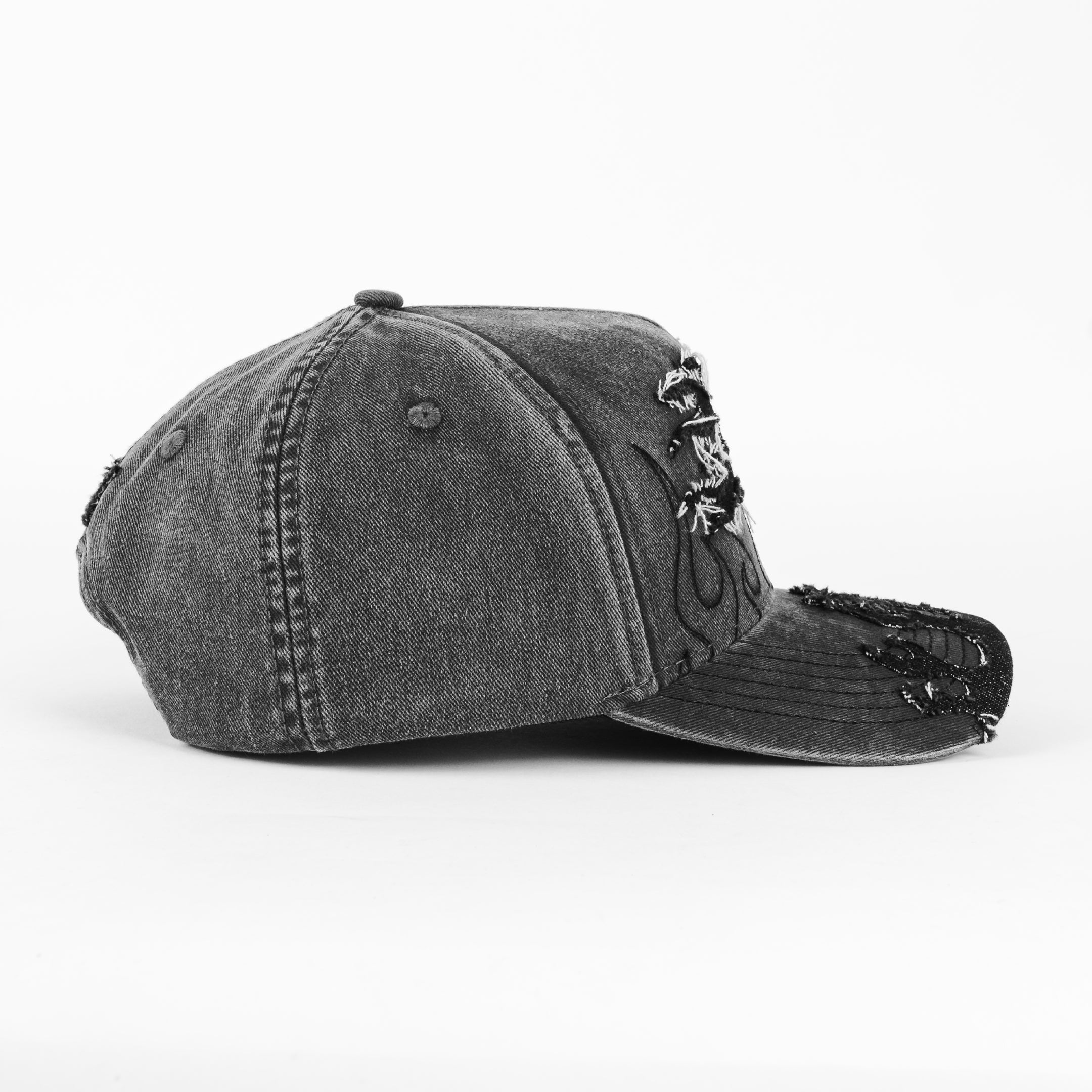 Gorra DAKAPS D FLAMES DEMIN GREY | Snapback Visera Curva