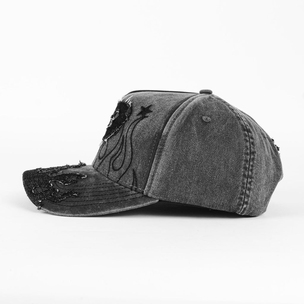 Gorra DAKAPS D FLAMES DEMIN GREY | Snapback Visera Curva