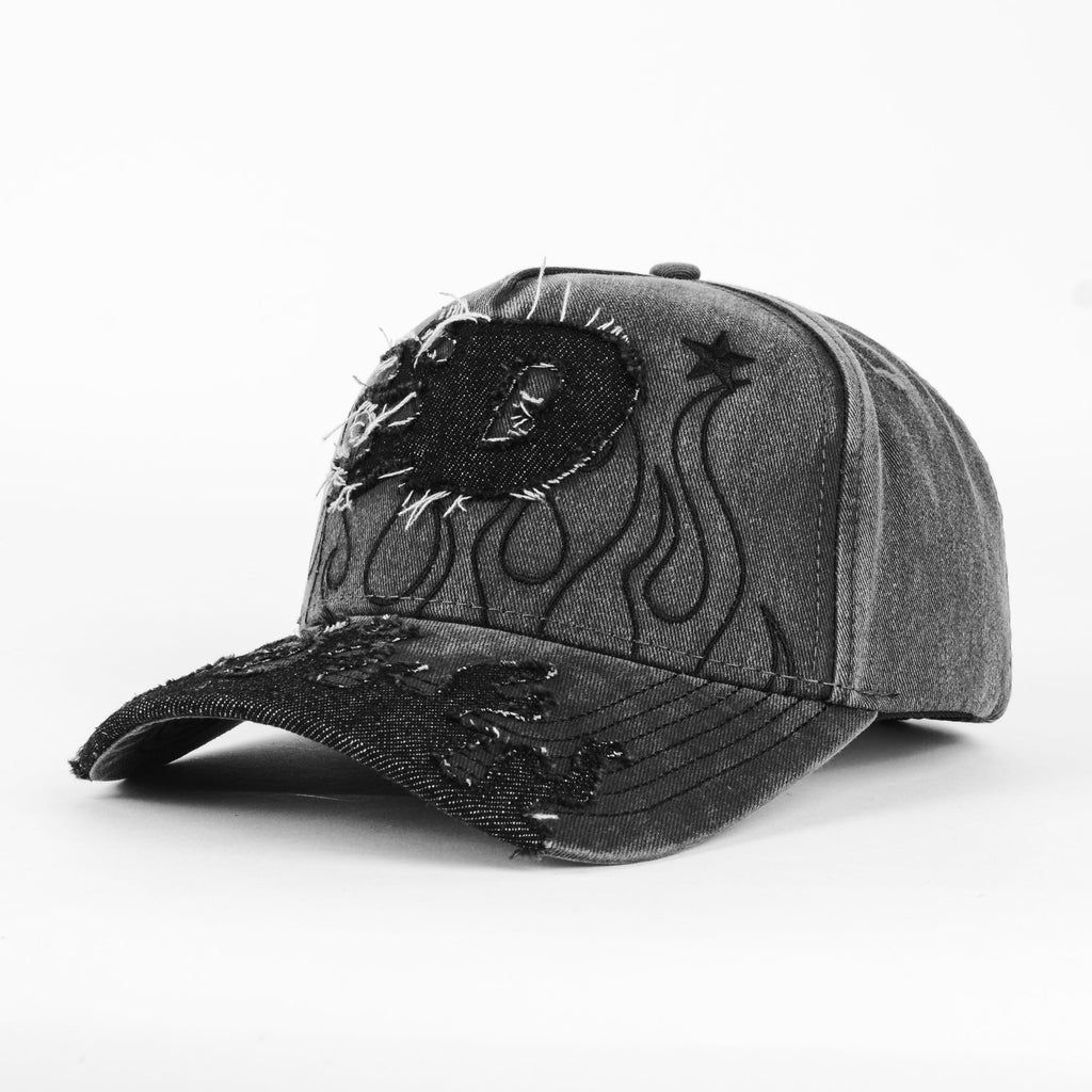Gorra DAKAPS D FLAMES DEMIN GREY | Snapback Visera Curva