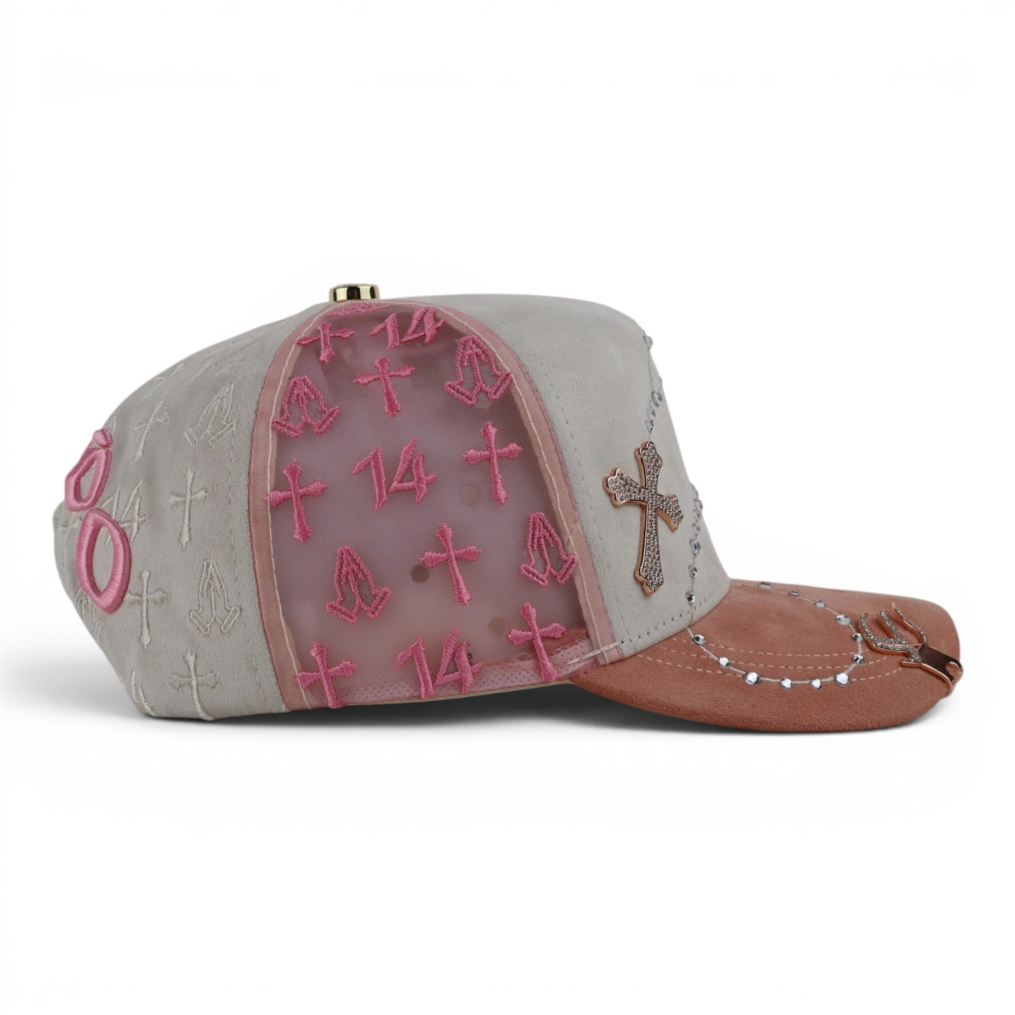 GORRA JC CAPS EXODO 14/14 CRYSTALS PINK WHITE