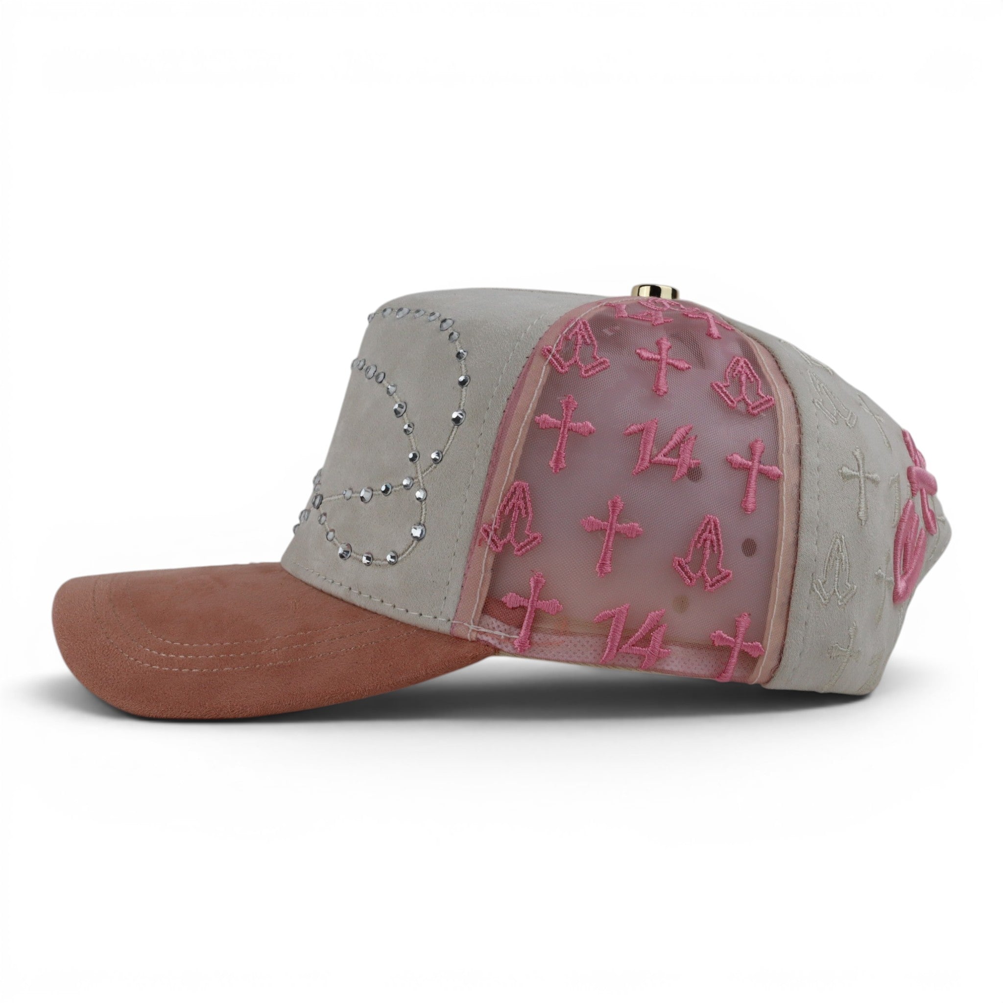 GORRA JC CAPS EXODO 14/14 CRYSTALS PINK WHITE